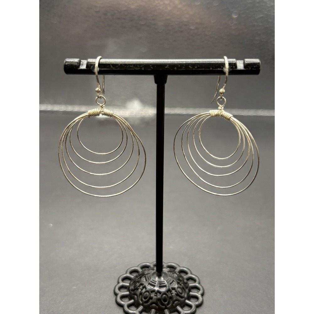 Vintage Sterling Silver Dangle Wire Earrings 925 H11